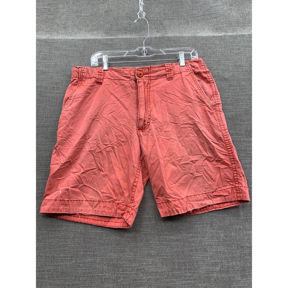 Aeropostale Chino Shorts Mens 33 Coral Pink Cotton Flat Front Mid Rise Zip Fly